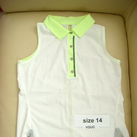 Ivivva Girl by Lululemon 🍋Match Driver Golf Polo Tank Top white collar size 14 - Picture 3 of 4